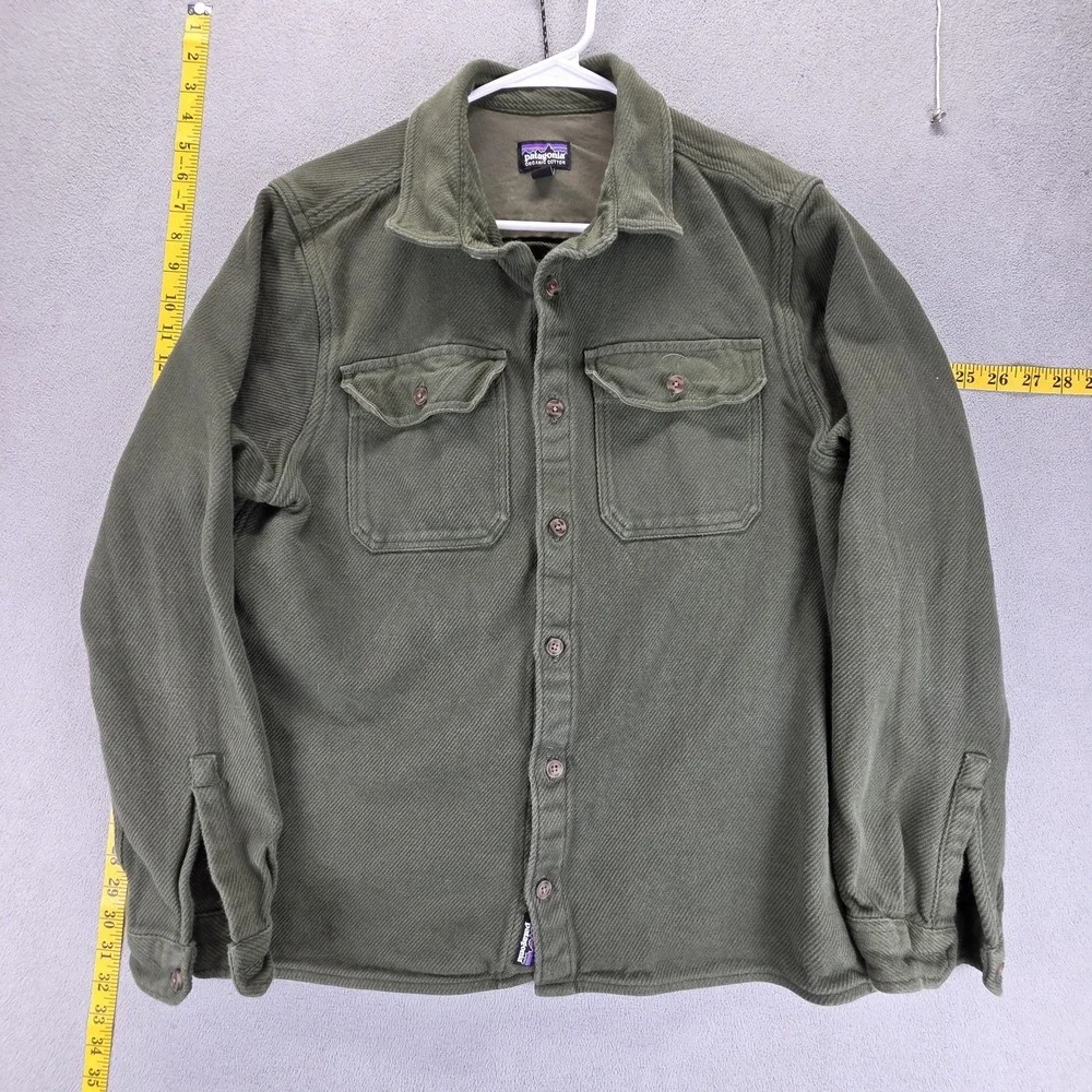 Patagonia Shirt Mens Medium Green Fjord Loft Thick Flannel Outdoor Heavy - Picture 1 of 8